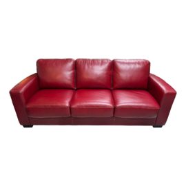 Scandinavian Designs Pavia Rouge Red Leather Sleeper Sofa