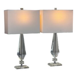 Crystal Like Acrylic Table Lamps, Pair