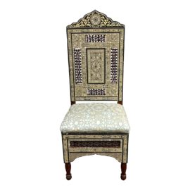 Late 20th Century Egyptian Bone + Mother of Pearl High Back Chairs