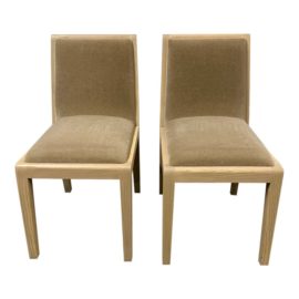 Custom Design Madison Almond Mohair Dining Chairs, a Pair. Original Price: $1,800