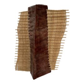 Late 20th Century Pierced Ceramic + Woven Rattan Vessel