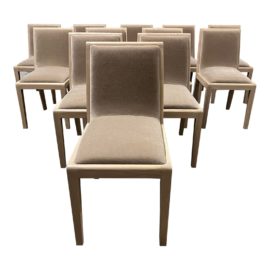 NEW Custom Design Taupe Velvet Madison Dining Chairs, Set of Twelve. Original Price: $10,800