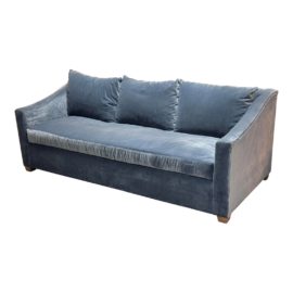 Custom Design Light Blue Velvet Sofa. Original Price: $6,500