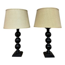 Jamie Young Blackened Orb Table Lamps, a Pair