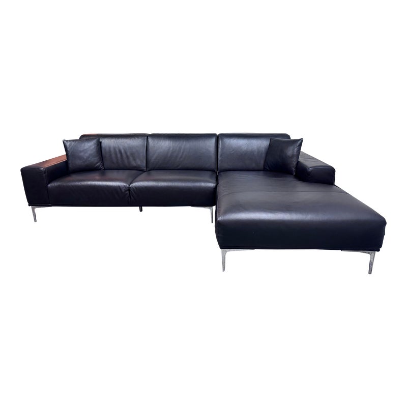 Scandinavian Designs Dalea Black Leather Sectional + Right Side