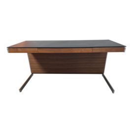 B D I Sequel 6001 Walnut Veneer + Black Laminate Wall Desk. Original Price: $1,400
