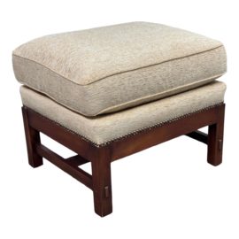 Stickley Furniture Solid Cherry Double Cushion Ottoman + Nailhead Trim. Original Price: $2,050