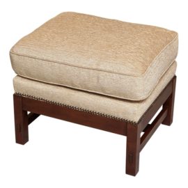 Stickley Furniture Solid Cherry Double Cushion Ottoman + Nailhead Trim. Original Price: $2,050