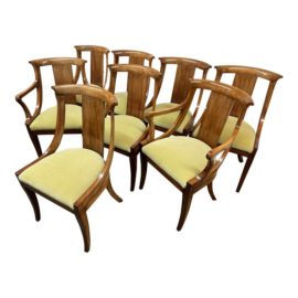 Antique French Empire Mohair Upholstered Dining Chairs, Set of 8. Original Price: $10,000