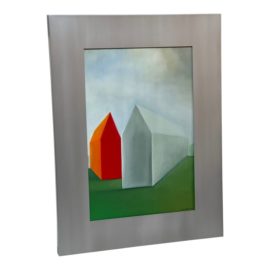 Jessica Stoddart Ladd "Orange Barn" Oil on Wood Original Painting, Framed