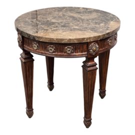 Hickory White Thick Marble Top Side Table