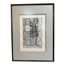 Sabino Riccio "Gruppo Di Famiglio" Lithograph 1970's, Framed. Original Price: $1,100
