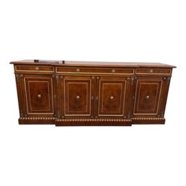 Francesco Molon French Louis XVI Style Mahogany Buffet + Brass Ornamental Hardware. Original Price: $18,000