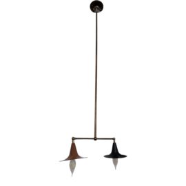 Omega Lighting Company Extra Long Double Pendant Chandelier. Original Price: $2,140
