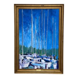 J. Stone Original Painting "Yacht Basin-Lisbon"