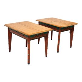 David Marsh Hand Painted Side Tables, a Pair