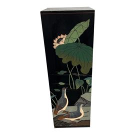 Chinoiserie Hand Painted Birds Art Pedestal Pillar