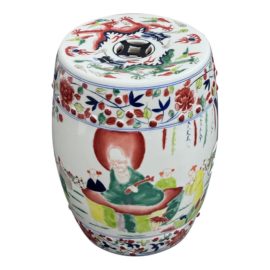 Chinoiserie White Ceramic Garden Stool