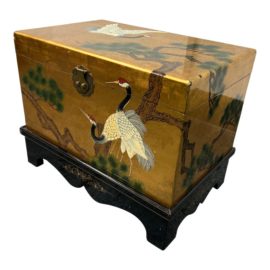 Vintage Hand Painted Chinese Heron Box + Stand