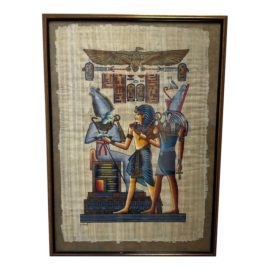Custom Framed Egyptian Gods Horus Osiris the King Seti on Papyrus Artwork