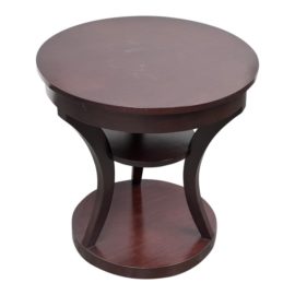 Contemporary Reddish Brown Finish Round Pedestal Side Table