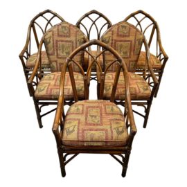 McGuire Cathedral Bamboo Dining Chairs, Set of Six