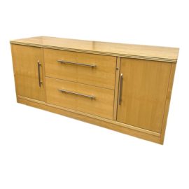 Maple Finish Console Filing Cabinet + Shelves