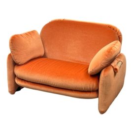 1970's Brunati "Yo-Yo' Chair & Half in Peach Mohair by Fisher Wiseman Design Group