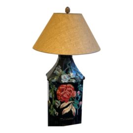 Vintage Chinoiserie Metal Floral Table Lamp