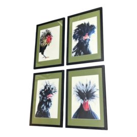 Philippe Schlienger Rooster Reproduction Prints, Set of Four