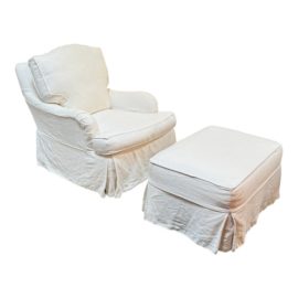 Restoration Hardware Classic Camelback Rocker/Glider + Ottoman. Original Price: $2,735
