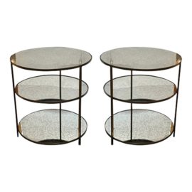 Arteriors Home Percy Antique Brass + Mirror Side Tables, a Pair. Original Price: $4,990