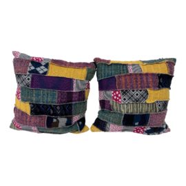 Custom Design Bold Velvet Plaid Pillows, a Pair. Original Price: $700