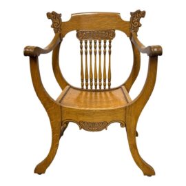 Antique the Ford & Johnson Co. Oak Wood Throne Chair