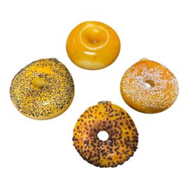 Hand Blown Glass Bagels Reality Artwork, Set of Four