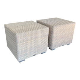 Dedon Pair of Outdoor Lounge Stools/Side Tables. Original Price: $2,500