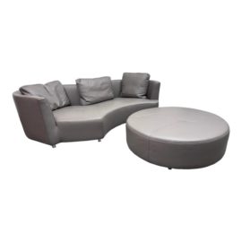 Gabriele Assmann & Alfred Kleene for Cierre Imbottiti Roche Bobois Tangram Leather Sofa + Ottoman. Original Price: $15,890