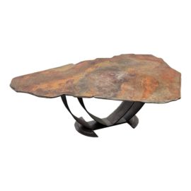 Custom Design Organic Slate + Steel Coffee Table