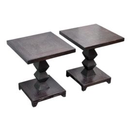 Circa 1970's Jean Michel-Frank for Donghia Cerused Oak Side Tables, a Pair. Original Price: $6,000