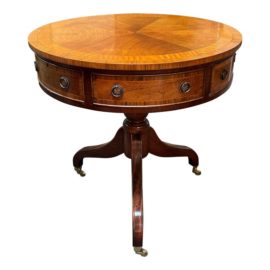 Antique English Drum Table + Casters