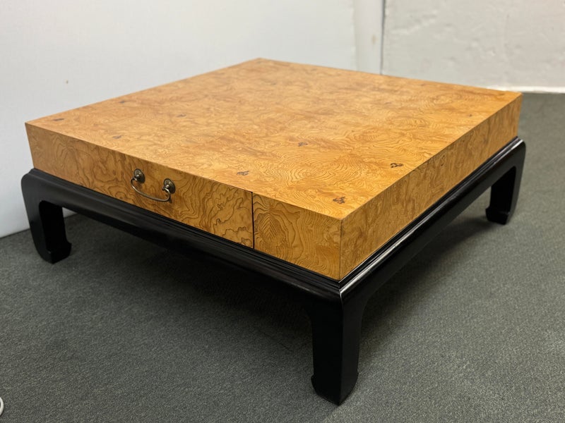 Henredon Vintage Burl Wood Ming Style Coffee Table - Design Plus