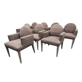 Circa 1980's Angelo Donghia Post Modern Arm Chairs, Set of Eight. Original Price: $20,000
