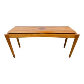 Late 20th Century Henredon Satin + Burl Wood Console Table