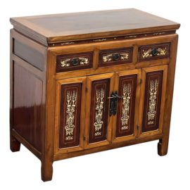 Antique Chinese Jiangsu Province Rosewood + Bone Inlay Cabinet