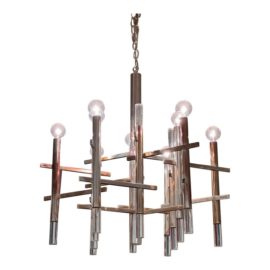 Vintage Sciolari Rectilinear Steel & Lucite Chandelier