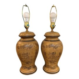 Vintage Leviton Ceramic Table Lamps, Pair