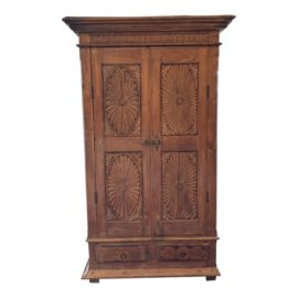 Vintage Indo-Portuguese Carved Panel Armoire. Original Price: $1,500