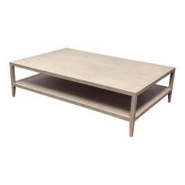 Van Thiels for Restoration Hardware French Contemporary Whitewashed Oakwood Coffee Table. Original Price: $2,650