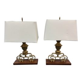 Vintage Brass Occasional Table Lamps, a Pair