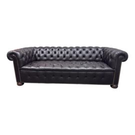 Vintage Chocolate Brown Leather Chesterfield Sofa. Original Price: $5,670